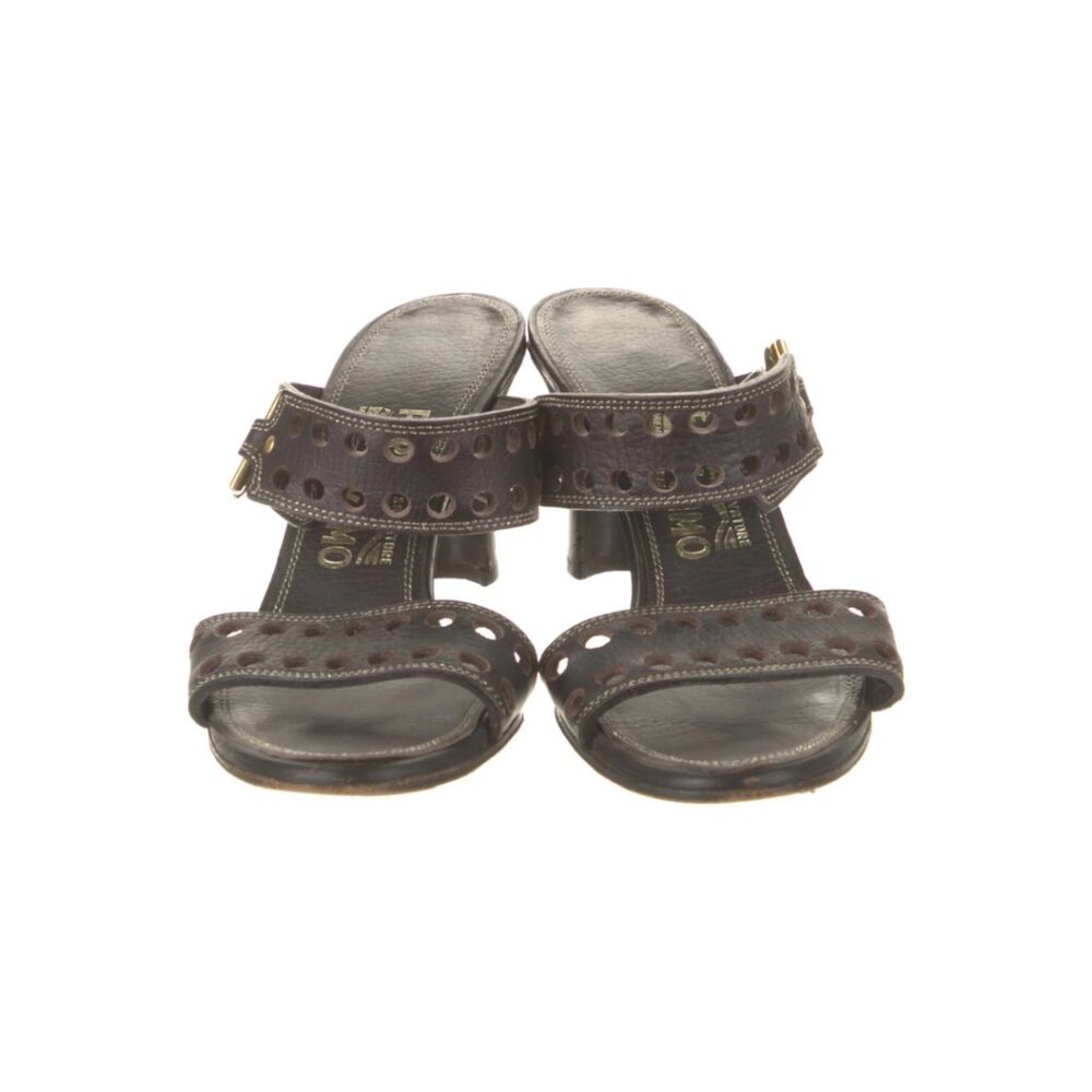 SALVATORE FERRAGAMO Leather Heels Slides